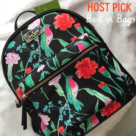 kate spade Handbags - NWT Kate Spade Bradley Hummingbird Black Backpack